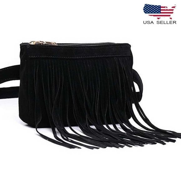 Women Vintage Classic Tassel Waist Fanny Packs Bags Trendy Pouch Purse Wallet - Picture 1 of 2